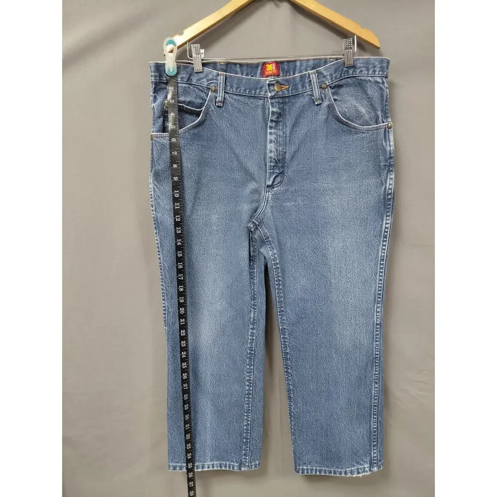 Wrangler Blue Slim Fit Straight Leg Denim Jeans Men Size W38 L30